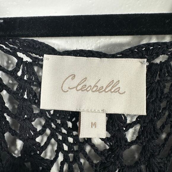 Cleobella Dress Diah Crochet Midi Cotton Sheer Sleeveless V Neck Boho Black M - Picture 4 of 9